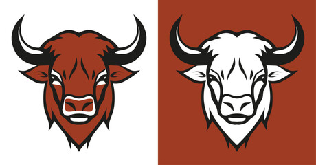 Bull colored head logo icon 001