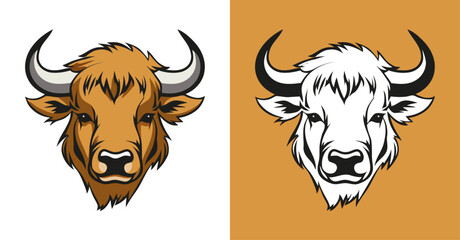 Bull colored head logo icon 007
