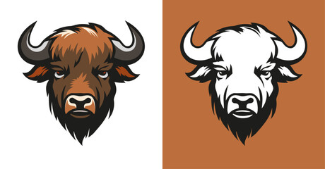Bull colored head logo icon 003