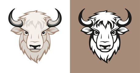 Bull colored head logo icon 008
