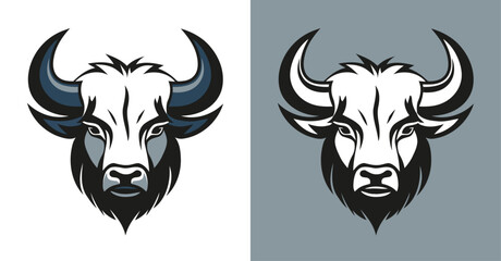 Bull colored head logo icon 006