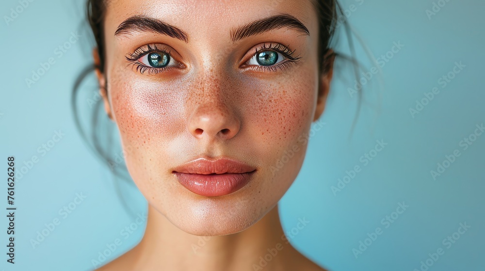 Poster a person displaying the results of a skincare regimen with a smooth complexion ai generated illustra