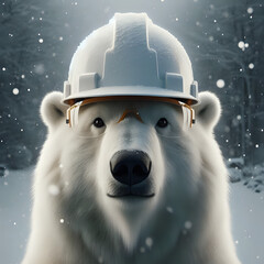Portrait of an Arctic oilman. A postcard with an image of an oilman polar bear.