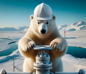 A blank, letterhead for a postcard, an Arctic polar bear oilman.
