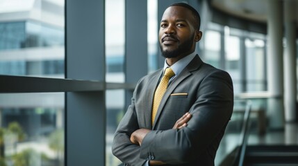 Fototapeta premium A poised CEO captured in a corporate setting projecting professionalism and determination AI generated illustration