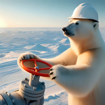 A blank, letterhead for a postcard, an Arctic polar bear oilman.