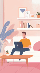 man sitting in front of laptop