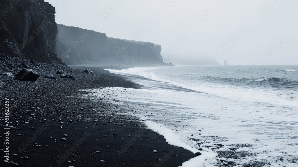 Poster a remote gray seaside an image of utter solitude ai generated illustration