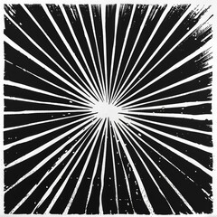 Obraz premium An abstract black and white illustration of lines radiating from a central point, resembling a sunburst or starburst pattern