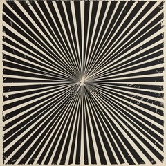 An abstract black and white illustration of lines radiating from a central point, resembling a sunburst or starburst pattern