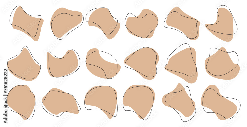 Poster organic shape set. fluid blob, stone or water. blobs icon. rock black icons. drops or stone silhouet