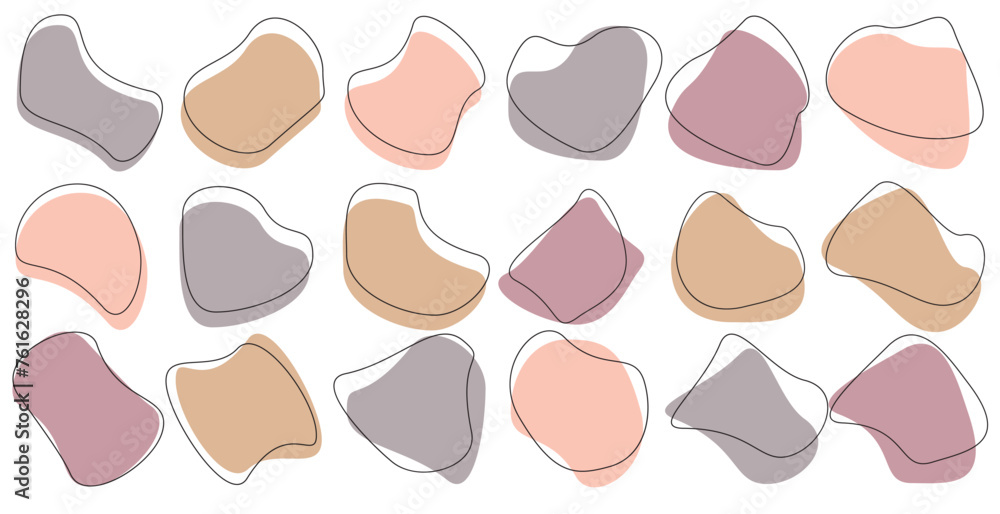 Poster organic shape set. fluid blob, stone or water.blobs icon. rock black icons. drops or stone silhouett