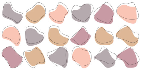 Organic shape set. Fluid blob, stone or water.Blobs icon. Rock black icons. Drops or stone silhouettes. Vector set of black and colorful blobs and rock.