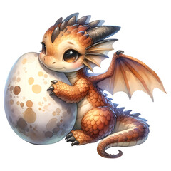 Cute dragon watercolor clipart.