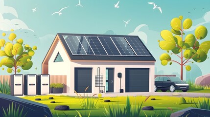 "3D illustration of a model house featuring a Solar Panel atop the roof, emphasizing the concept of renewable energy"