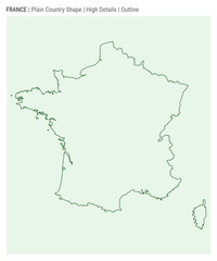 Obraz premium France plain country map. High Details. Outline style. Shape of France. Vector illustration.