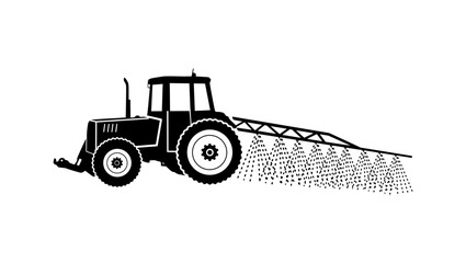 Agricultural Sprayer, black isolated silhouette