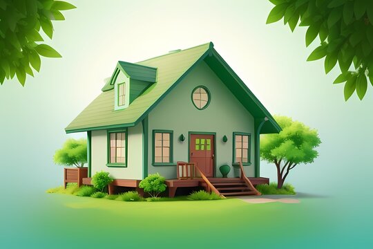 create an imag Gradient illustration of GREEN HOME in natural background