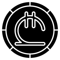 The currency icon is blue and has black lines, solid black