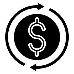 The currency icon is blue and has black lines, solid black