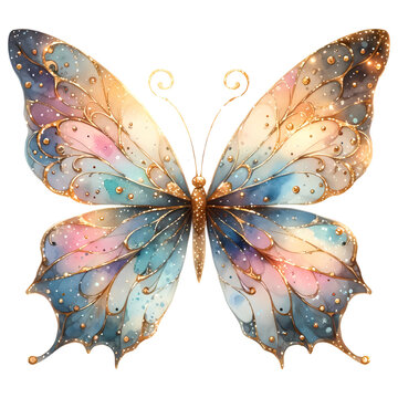 Magic butterfly watercolor clipart.