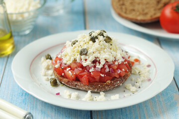 A traditional Cretan dish Dakos	