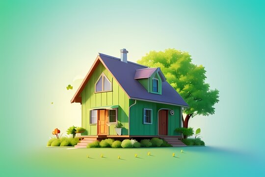 create an imag Gradient illustration of GREEN HOME in natural background
