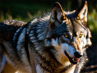 Fototapeta premium Closeup face of wolf with beautiful eyes