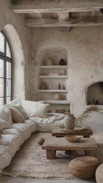 cozy wabi sabi living room interior