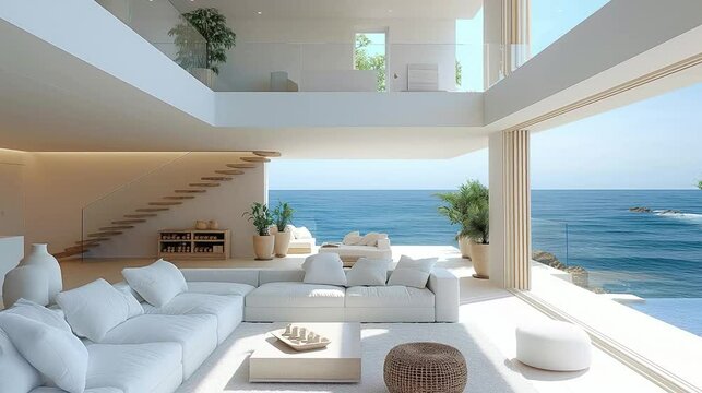 modern interior of a beach house in light colors