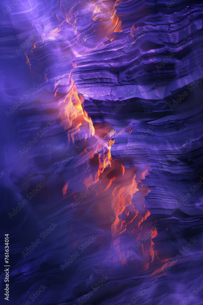 Poster misty canyon. surreal colorful landscape inspired by grand canyon. abstract colorful background imag
