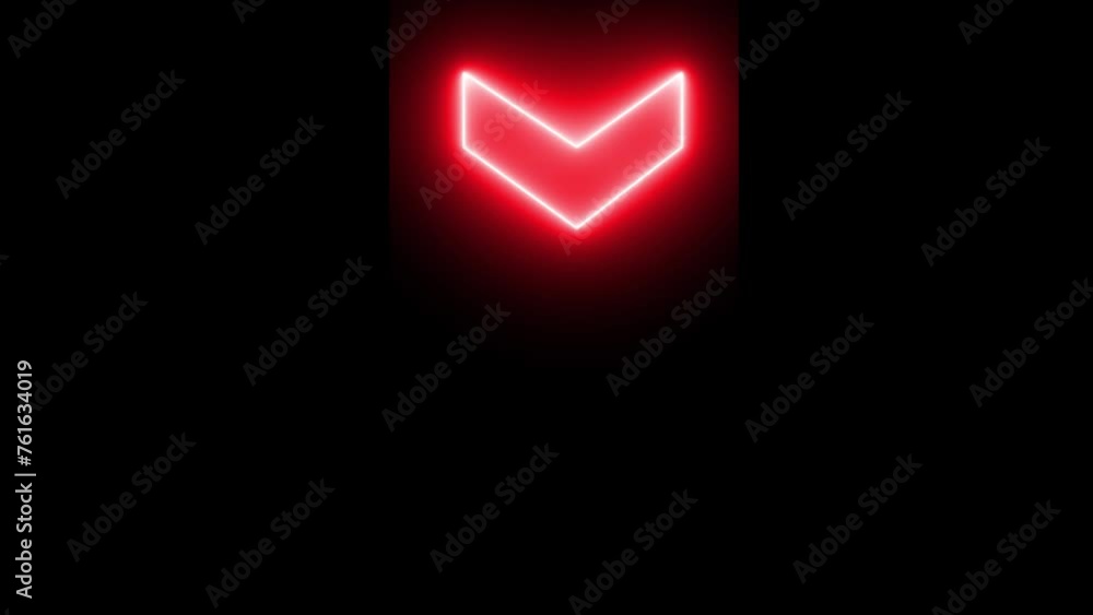 Poster neon arrows. moving arrow motion. blur copy shadow below. arrow animation on black background.