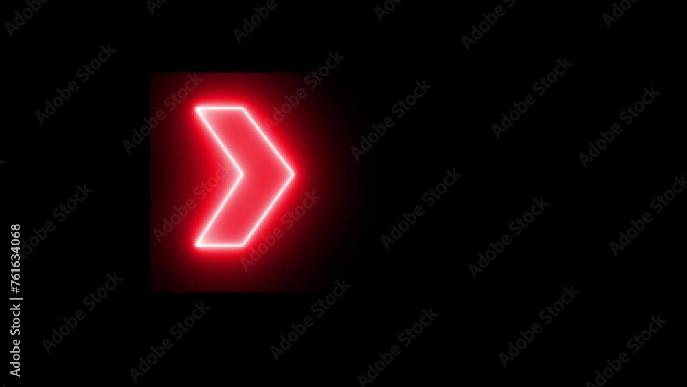 Poster neon arrows. moving arrow motion. blur copy shadow below. arrow animation on black background.