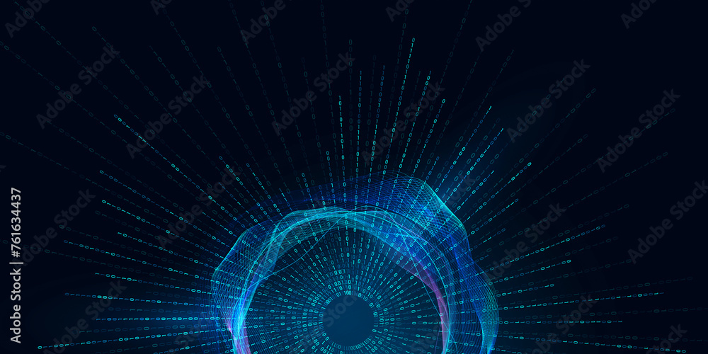 Aufkleber digital innovation, technology, ai, big data. abstract binary shape with circular wave element for d