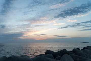 View of the sunrise at the harbor