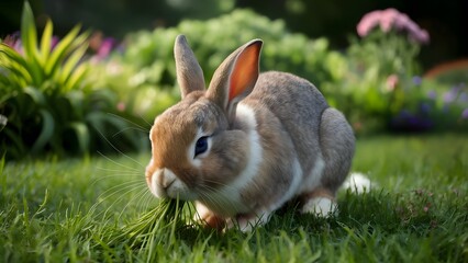 rabbit on grass field
