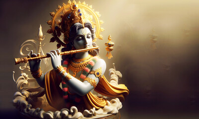 Lord Krishna playing flute Ai generated image.