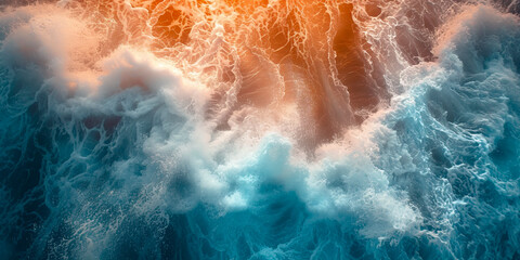Moonlit Storm: Captivating Seascape with Turbulent Waves and Soaring Birds