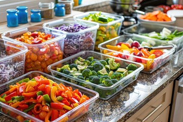 Obraz premium A table full of vegetables in clear containers
