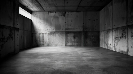 Abstract Geometry: Light Patterns in an Abandoned Room with Concrete Walls - obrazy, fototapety, plakaty