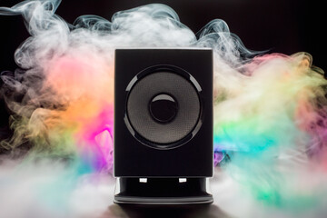Wireless speaker with colorful background smoke