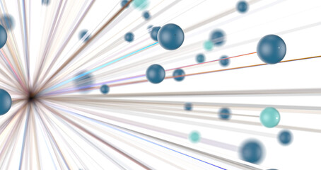 Gene lines and nodes, biological gene structure, 3d rendering.