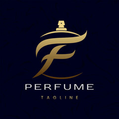 Letter F Perfume Logo Design, Elegant Luxury Scent Initial Logo