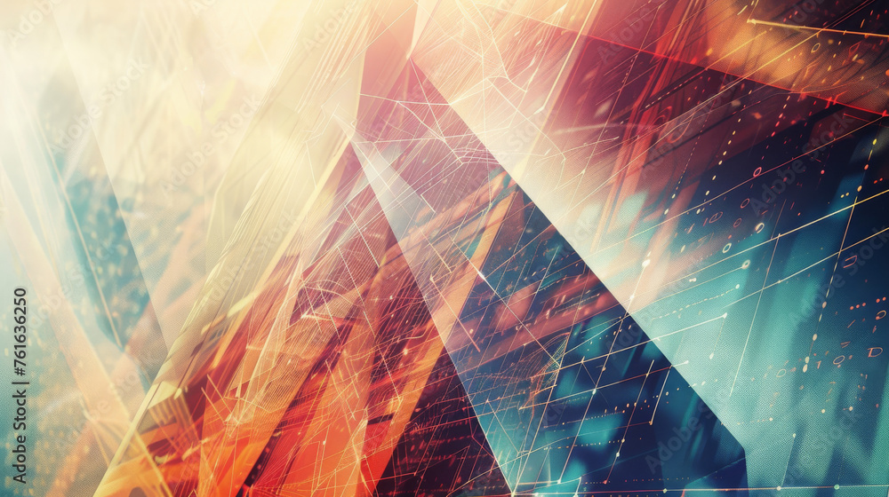 Poster abstract technological background with geometric lines and light effects