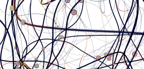 Gene lines and nodes, biological gene structure, 3d rendering.