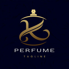 Letter K Perfume Logo Design, Elegant Luxury Scent Initial Logo