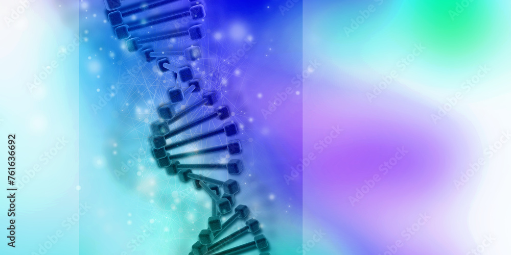 Poster 3d render of dna structure, abstract background