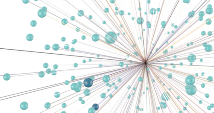 Gene lines and nodes, biological gene structure, 3d rendering.