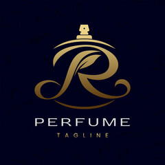 Letter R Perfume Logo Design, Elegant Luxury Scent Initial Logo