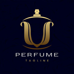 Letter U Perfume Logo Design, Elegant Luxury Scent Initial Logo
